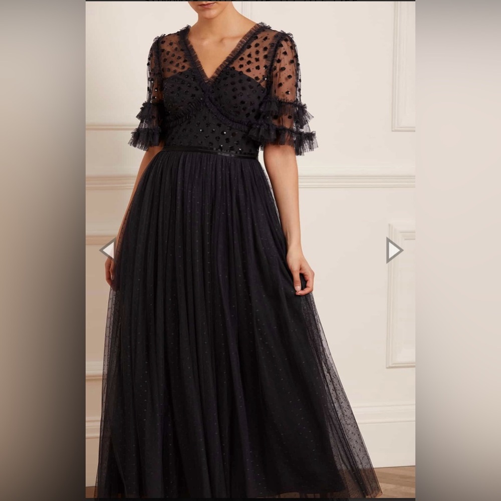 NWT Needle and Thread Thea Bodice Ankle Gown Black